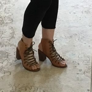 Free People Lace Up Leather Sandals/ Shooties